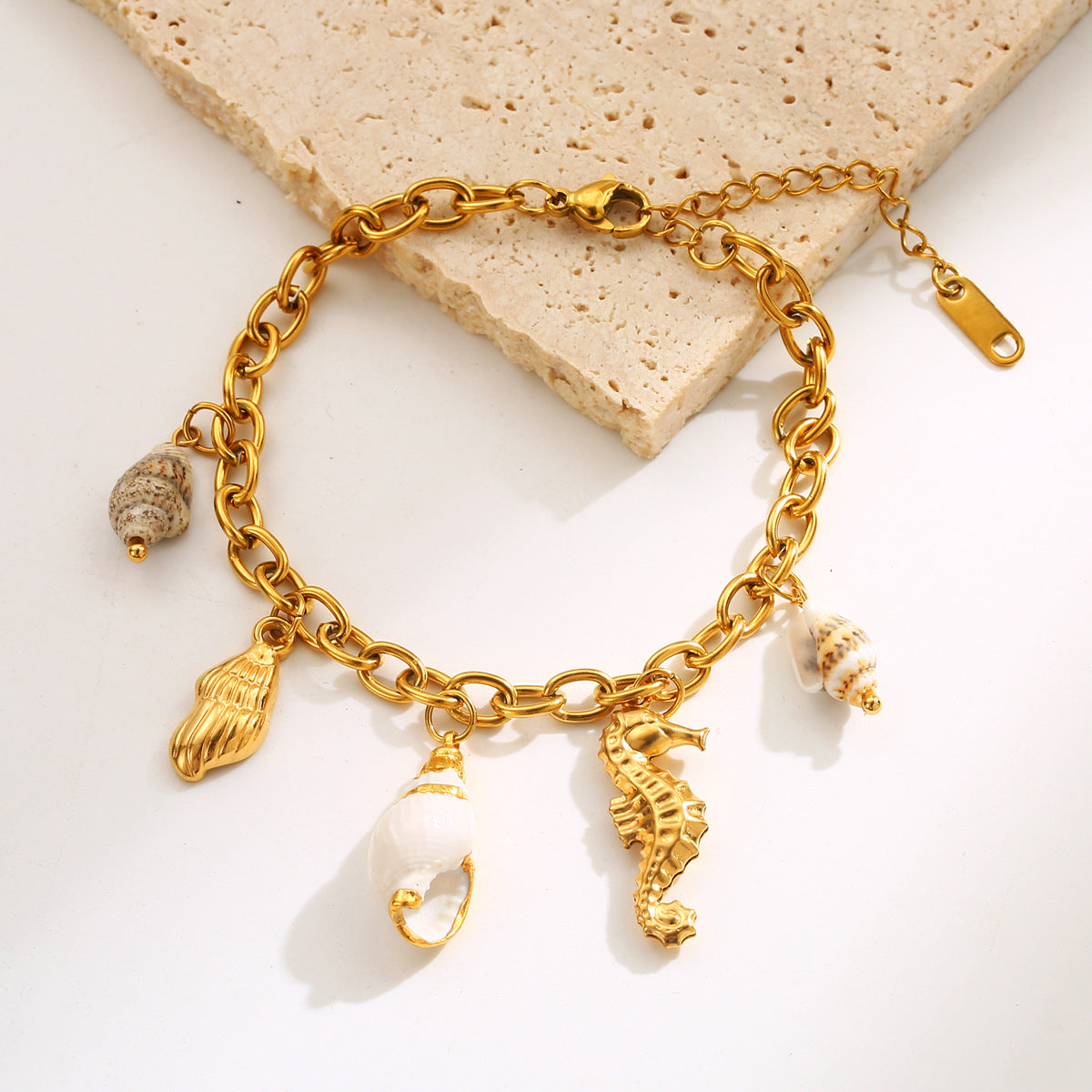 Wholesale marine element titanium steel bracelet inlaid pearl non-fading bracelet